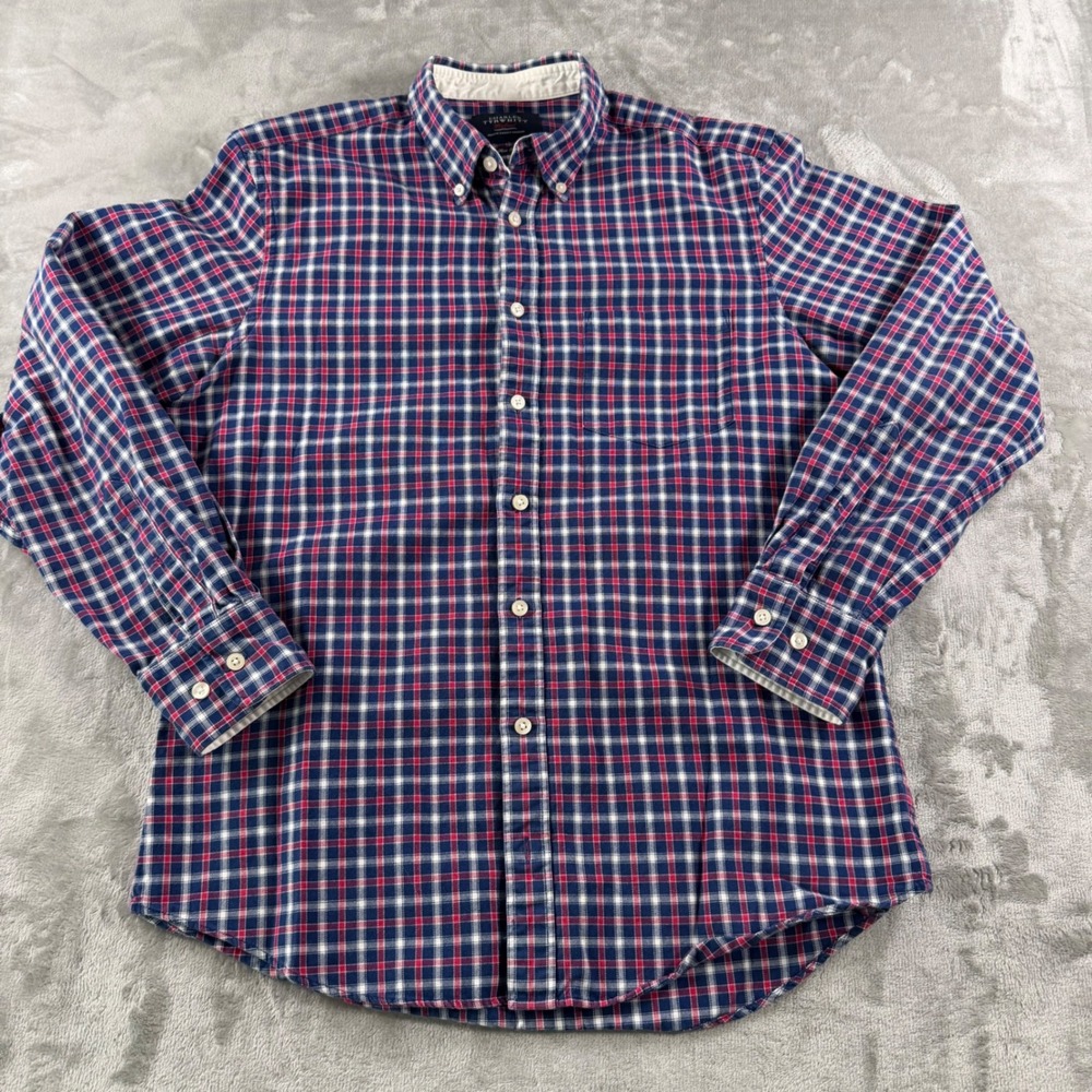 Charles Tyrwhitt Weekend Men Slim Fit Plaid Button Down Shirt Navy Red M